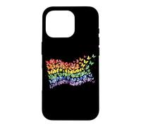 Carcasa para iPhone 16 Pro Arco Iris Bandera Mariposas Gay Orgullo Mes Arte Homosexualidad