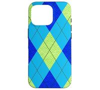 Carcasa para iPhone 16 Pro Argyle Verde y Azul patrón Preppy Regalo de los años 80