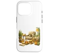 Carcasa para iPhone 16 Pro Arte de retiro de Gatos en casa Verde Acogedor