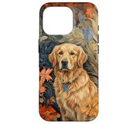 Carcasa para iPhone 16 Pro Arte Floral botánico de Perro Perdiguero Rubio