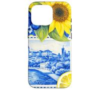 Carcasa para iPhone 16 Pro Azul Coastal Collage Girasol Verano Floral Patrón