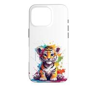 Carcasa para iPhone 16 Pro Baby Tiger Farbspritzer - Tier Kunst - für Sie und Ihn