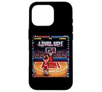 Carcasa para iPhone 16 Pro Baloncesto Level Up Retro Pixel Art Videojuego Gamer
