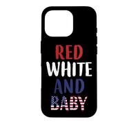 Carcasa para iPhone 16 Pro Bandera Americana Bebé Rojo Blanco Azul Embarazo Mamá