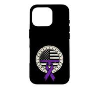 Carcasa para iPhone 16 Pro Bandera Americana Cáncer de Páncreas Cinta Morada