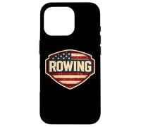 Carcasa para iPhone 16 Pro Bandera Americana Vintage Rowing Crew Atleta Rower Patriot USA
