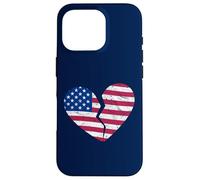 Carcasa para iPhone 16 Pro Bandera de Estados Unidos de América Corazón Roto - Heartbreak en Forma de corazón