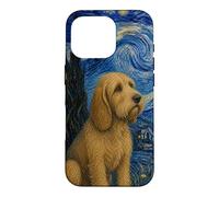 Carcasa para iPhone 16 Pro Basset Fauve de Bretagne Perro Van Gogh Noche Estrellada