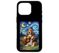 Carcasa para iPhone 16 Pro Basset Hound Playing Guitar Whimsical Art Dog Music Camping