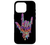 Carcasa para iPhone 16 Pro Be Kind ASL Lenguaje de señas | Retro Groovy - Melting Art