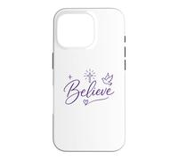Carcasa para iPhone 16 Pro Believe Christian Faith Cross Dove Purple Inspiring Believe