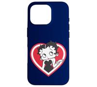 Carcasa para iPhone 16 Pro Betty Boop White & Red Heart Cute Thinking Pose San Valentín