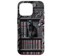 Carcasa para iPhone 16 Pro Biblioteca gótica de Gato Negro Dark Academia estantería Vintage