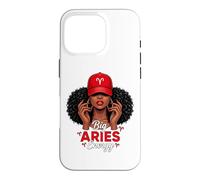 Carcasa para iPhone 16 Pro Big Energy Aries Zodiac Afro Women Red Cap Black Girl Women