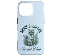 Carcasa para iPhone 16 Pro Bionic Shoulder Social Club Raccoon Lesiones Recuperación Divertido