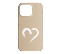 Carcasa para iPhone 16 Pro Blanco Arena Tan Mano Dibujado Corazón Lindo Estética