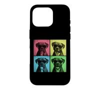 Carcasa para iPhone 16 Pro Boxer Dog Pop Art, Divertido fotomatón para Amantes de los Perros bóxer
