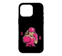 Carcasa para iPhone 16 Pro Boxing Black African American Fight Breast Cancer Ribbon
