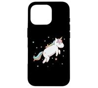 Carcasa para iPhone 16 Pro Caballo de fantasía Unicornio Saltando con Cola Colorida
