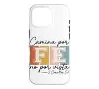 Carcasa para iPhone 16 Pro Camina por Fe Christian Español Fe Escritura Biblia Versículo