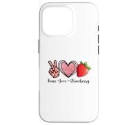 Carcasa para iPhone 16 Pro Camisas Peace Love Strawberry Farmer Strawberries Lover Fruit
