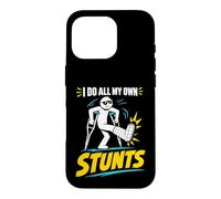 Carcasa para iPhone 16 Pro Camiseta con Texto en inglés I Do My Own Stunts Get Well Funny Injury Leg
