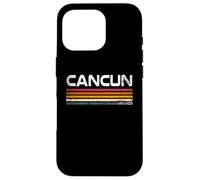 Carcasa para iPhone 16 Pro Cancún México Retro Rayas Vintage Beach Travel Design