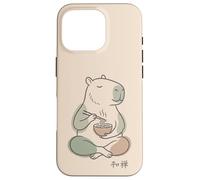 Carcasa para iPhone 16 Pro Capybara Peaceful Zen Ramen Noodle Minimalista Sabi WABI