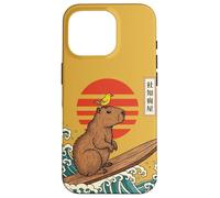 Carcasa para iPhone 16 Pro Capybara Surfing Japonés Gran Ola Kanagawa Ukiyo-e