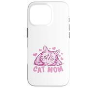 Carcasa para iPhone 16 Pro Cat Mom Feline Lover Pink Kitty Hearts Design