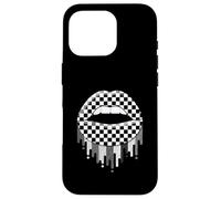 Carcasa para iPhone 16 Pro Checkered Black White Lip Cute Checkerboard