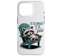 Carcasa para iPhone 16 Pro Chill Raccoon Lazy Summer Actitud - Cita Divertida