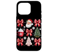 Carcasa para iPhone 16 Pro Chocolate Caliente con Lazos de Papá Noel