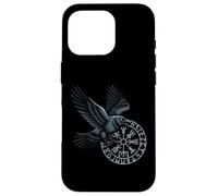 Carcasa para iPhone 16 Pro Classic Huginn Muninn Celtic Viking Brújula Vegvisir