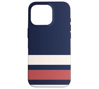 Carcasa para iPhone 16 Pro Classic Navy Red White Horizontal Stripes Chic Pattern