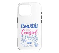 Carcasa para iPhone 16 Pro Coastal Cowgirl Bachelorette Summer Cowboy Hat Blue Beach