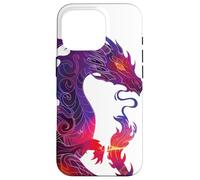 Carcasa para iPhone 16 Pro Colores Vivos Púrpura Rojo Naranja Dragón de Fuego