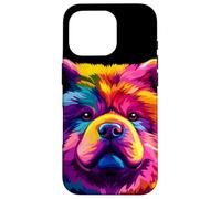 Carcasa para iPhone 16 Pro Colorido Chow Chow Face Cute Puppy Dog Lover Hombres Mujeres Negro