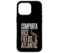 Carcasa para iPhone 16 Pro Comporta Portugal Campo de arroz y Silueta de cigüeña atlántica