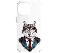 Carcasa para iPhone 16 Pro Cool Sketch Drawing Fox Wearing a Suit Illustration Graphic