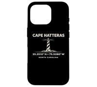 Carcasa para iPhone 16 Pro Coordenadas del Faro de Cape Hatteras Carolina del Norte