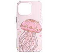 Carcasa para iPhone 16 Pro Coquette Jellyfish Pink Bow Pearls Soft Girl Aesthetic