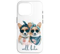Carcasa para iPhone 16 Pro Corgi Dogs Sweet Will Bite Savage, descarado y Lindo Humor
