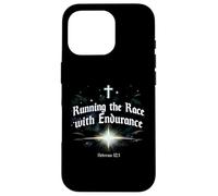 Carcasa para iPhone 16 Pro Corriendo la Carrera con Endurance Hebrews 12:1 Christian
