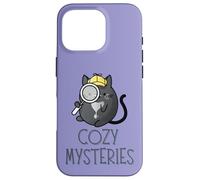 Carcasa para iPhone 16 Pro Cozy Mystery Lindo Cat Detective Murder Mystery, Amante de los Libros