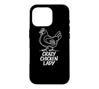 Carcasa para iPhone 16 Pro Crazy Chicken Lady Divertido Patio Trasero Gallina Bandada