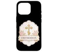 Carcasa para iPhone 16 Pro Cruz Cristiana ortodoxa Oriental Oriental para Mujer y niña Floral