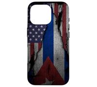 Carcasa para iPhone 16 Pro Cuba American Roots Cuban USA Flag Black