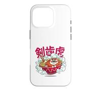 Carcasa para iPhone 16 Pro Cute Chubby Tiger Ramen Noodle Bowl Japanese Foodie Lover