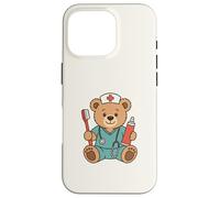 Carcasa para iPhone 16 Pro Cute Dental Nurse Teddy Bear Student Dentist Office Staff